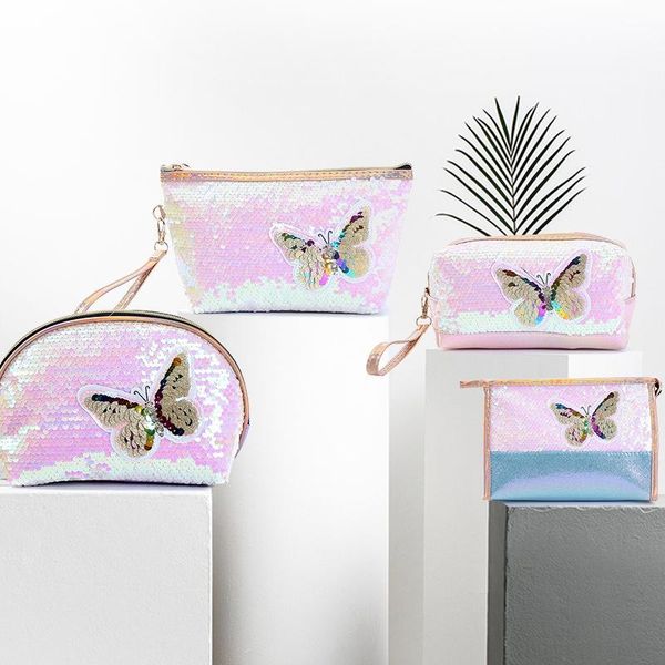 

storage bags cosmetic bag sequin portable butterfly handbag travel