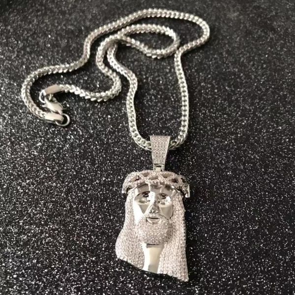 

pendant necklaces iced out hiphop jesus jewelry, Silver
