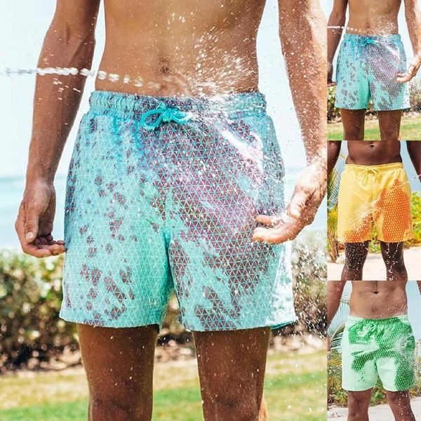 

men's shorts color changing swimming breathable quick-drying lightweightrunks for men comfortable skin-friendly sports, White;black