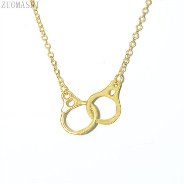 

pendant necklaces 2021 fashion design love handcuffs necklace lover's collares for women men valentine's day gift bohemia jewelry, Silver