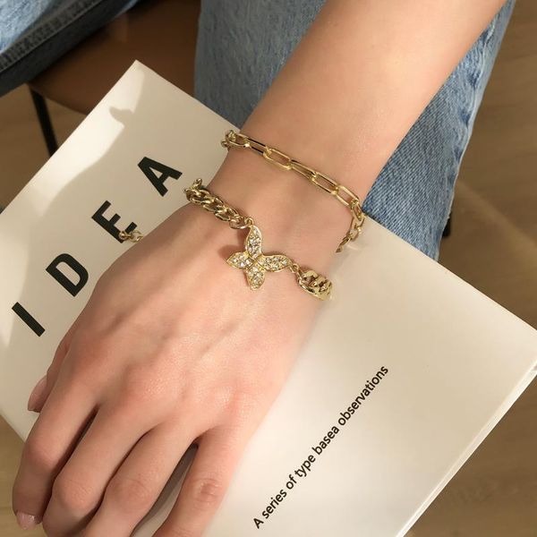 

link, chain women's bracelet kid girl set exaggerated punk jewelry personality butterfly creative metal accessories wholesale, Black