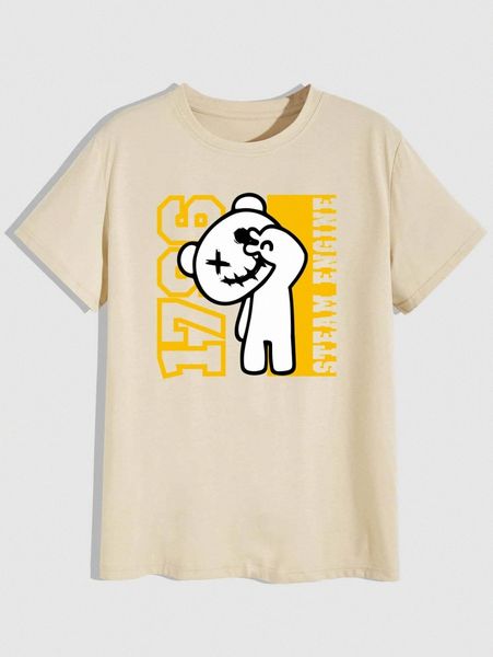 

romwe guys bear letter graphic tee x4py#, White;black