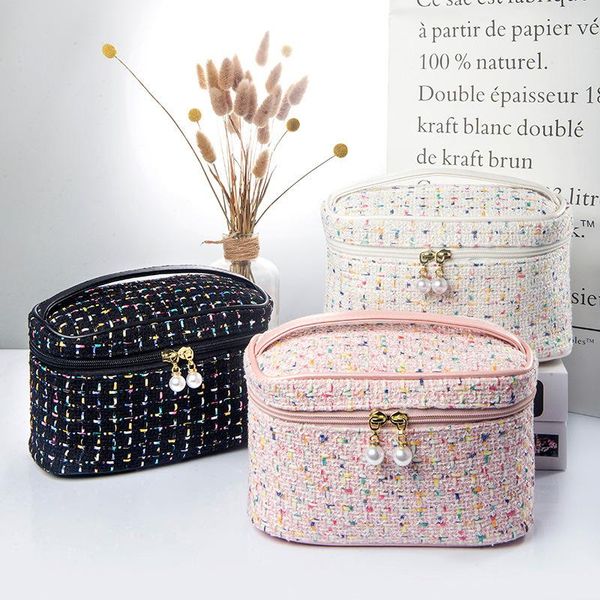 

cosmetic bags & cases fashion make up box tote neceser mujer woven cloth bag maleta de maquiagem toiletry organizer makeup