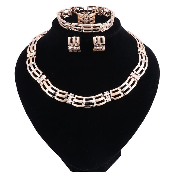 

new classics wedding jewelry sets bridal african dubai gold-color beads fashion women exaggerated necklace bangle earring ring, Black