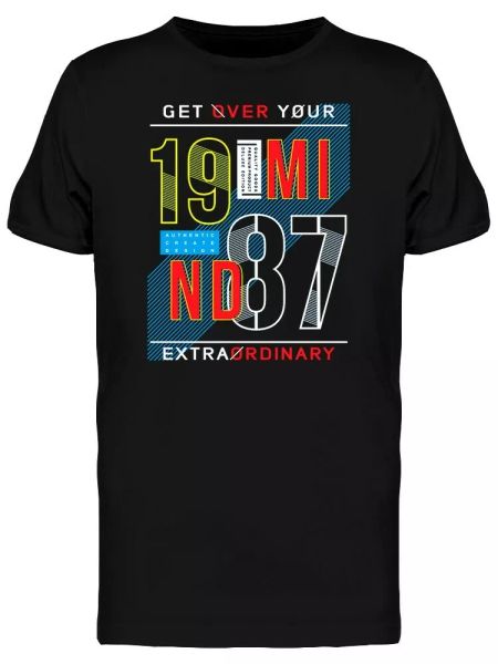

get over your mind typography tee men's -image by shutterstock, White;black