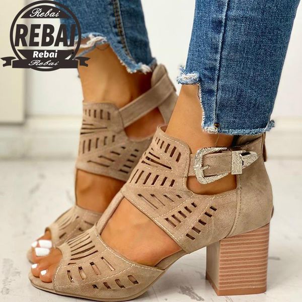 

sandals summer women gladiator 2021 designer peep toe hollow out square high heels platform ankle buckle party ladies shoes, Black