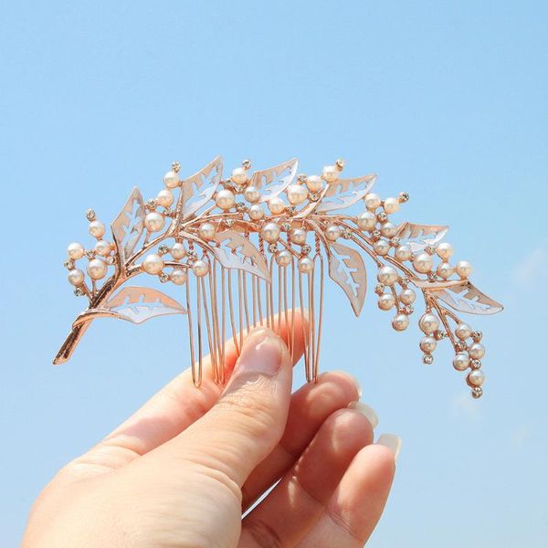 

hair clips & barrettes handmade wedding combs tiara leaf beads rhinestone crystal headdress prom bridal accessories head jewelry, Golden;silver