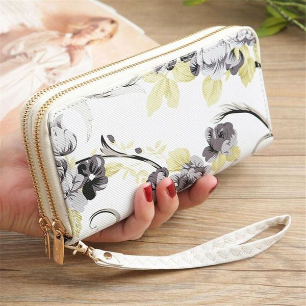 

wallets women wallet ladies faux leather rose flower long clutch phone card cash holder purse /by, Red;black