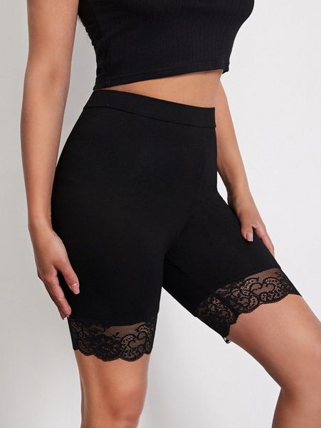 

lace hem biker shorts m1t5#, Black