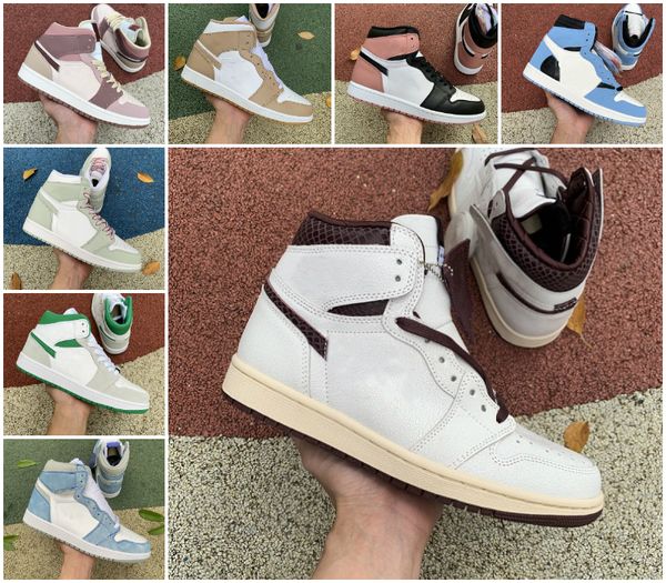 

1s university blue unc mens womens basketball shoes jumpman 1 high og dark mocha pollen element light bone brotherhood trainers hyper royal