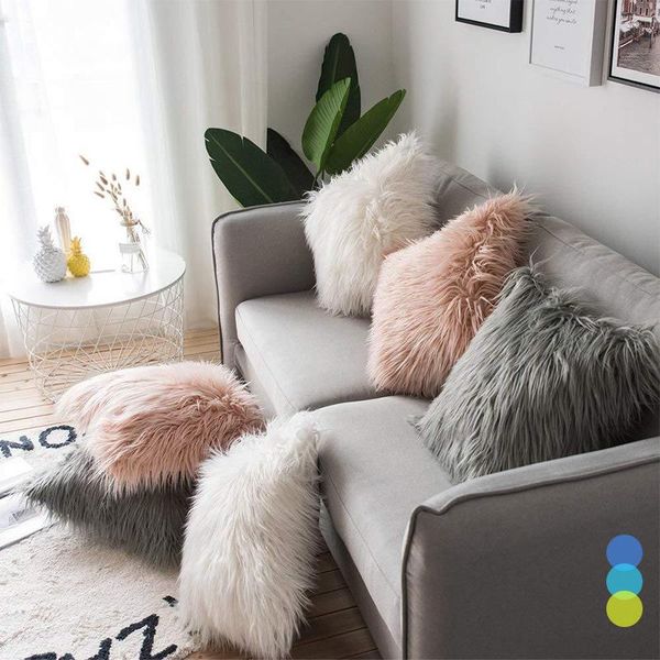 

cushion/decorative pillow modern simple nordic style long plush solid color square 45*45cm cushion cover multi-color selection of home decor