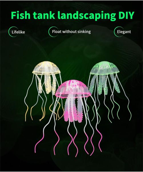 

artificial aquarium jellyfish ornament decor glowing fish tank water decoration aquatic pet supplies home accessories decorations