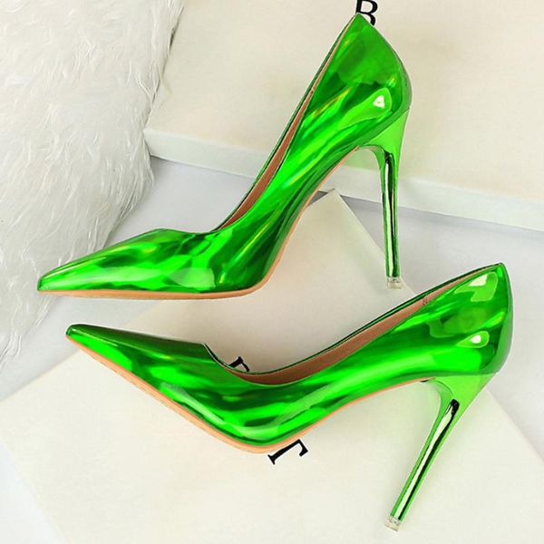 

dress shoes 2021 elegant women .5cm high heels talons pumps stripper green bule stiletto wedding bridal valentine scarpin plus size, Black