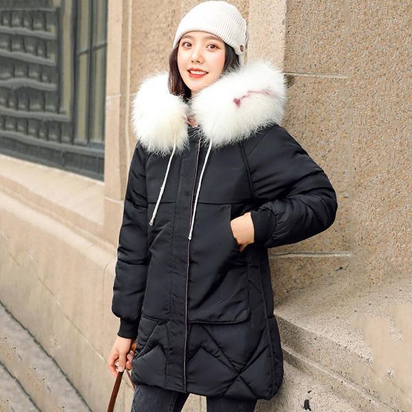 

women's down & parkas arrival women winter jacket with thicken fur collar hooded loose female long coat parka mujer invierno1 esid, Black
