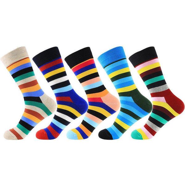 

men's socks mens striped bright coloured smart suit cotton blend adults 1 pair, Black