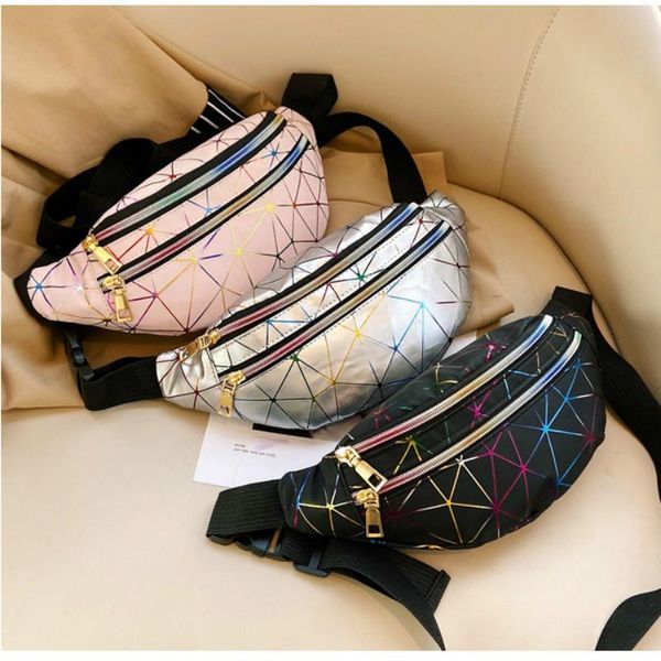 

leather mosaic pattern waist bags for men and women chest cross-body