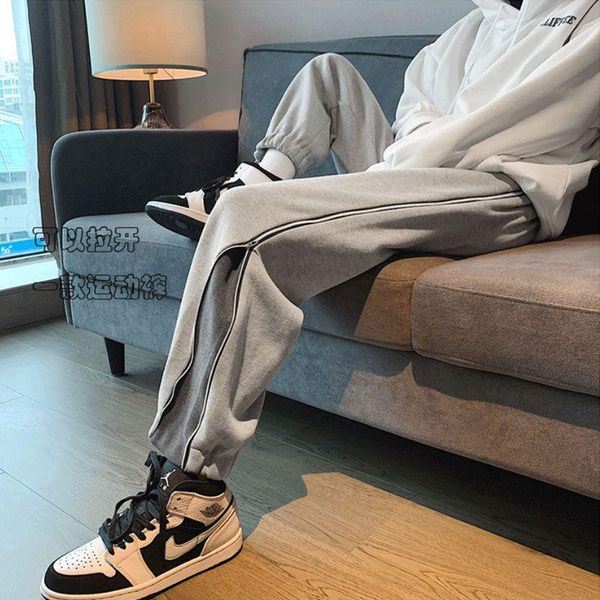 

men's pants sweatpants men spring autumn student korean male running casual patchwork loose-fitting streetwear man trousers, Black