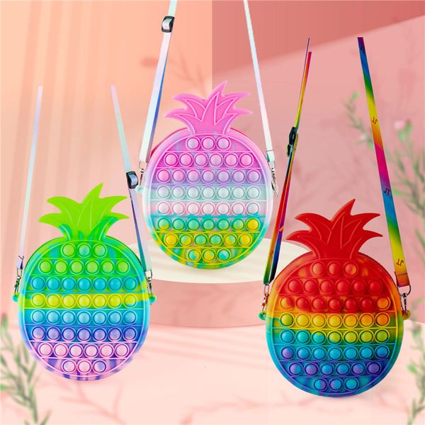 

new fidget toys silicone pineapple bag push bubble anti stress purse storage bag popper shoulder brinquedos