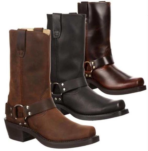 

boots large size fashion 2021 faux leather autumn/winter thickened thick heel high tube riveted for women, Black