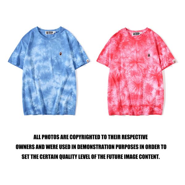 

2020 summer fashion ape head casual couple's tie dyed short sleeve t-shirt, White