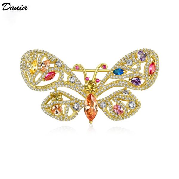 

pins, brooches donia jewelry fashion butterfly brooch copper micro inlaid zircon lady insect apparel accessories scarf pin, Gray