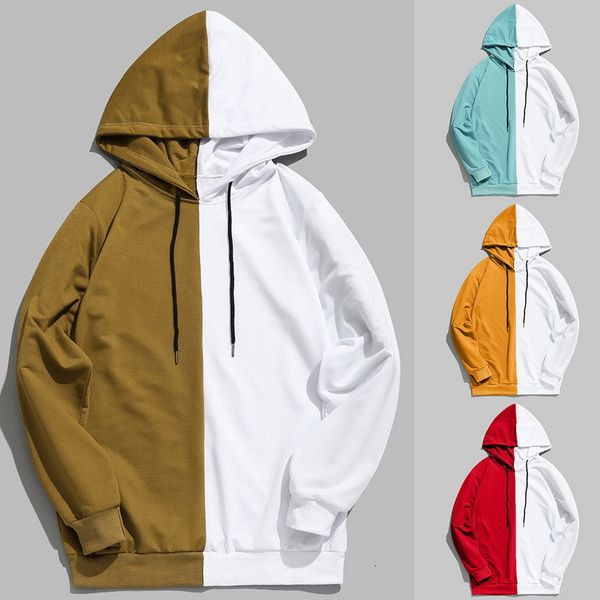 

men's casual shirts 1531-men's hoodies hood half black white cool plain men patchwork jqd7, White;black