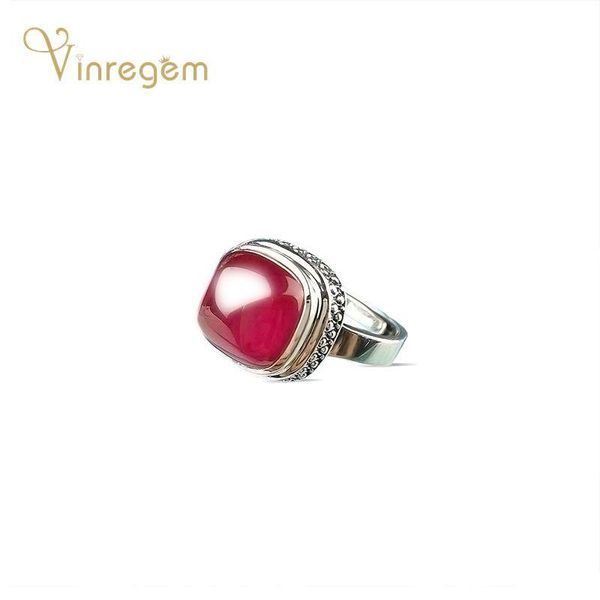 

cluster rings vinregem vintage 925 sterling silver ruby gemstone wedding engagement luxury white gold ring for women fine jewelry wholesale, Golden;silver