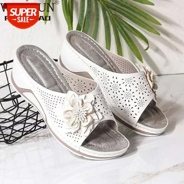 

2021 summer gladiator women flat sandals open toe casual beach ladies shoes fashion bohemian flowers roman flip flops #zo9u, Black