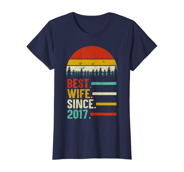 

womens wife since 2017, 2nd wedding anniversary gift for her t-shirt, White;black
