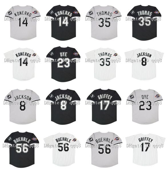 

vintage 2005 world series chicago baseball jersey white sox paul konerko frank thomas mark buehrle bo jackson ken griffey jr. jermaine dye s, Blue;black
