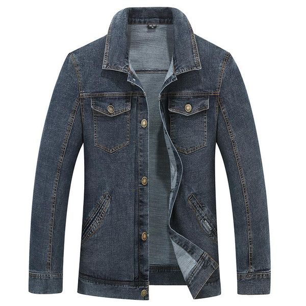 

men's jackets 2021 vintage mens denim jacket solid casual jeans coat fashion stand clothes for men black blue bomber, Black;brown