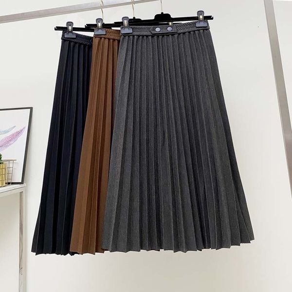 

women's pants & capris korean woolen pleated skirt for womens winter midi long s high waist loose a-line large swing umbrella 9u07, Black;white