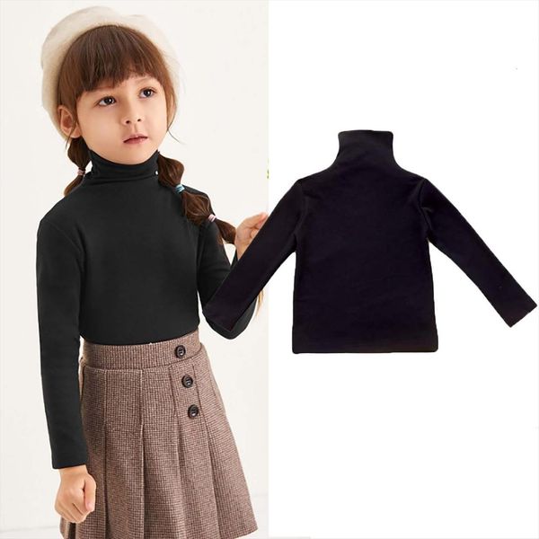 

autumn kids baby girl black blouse turtle neck long sleeve solid shirt fashion clothes 1 6 years, Blue