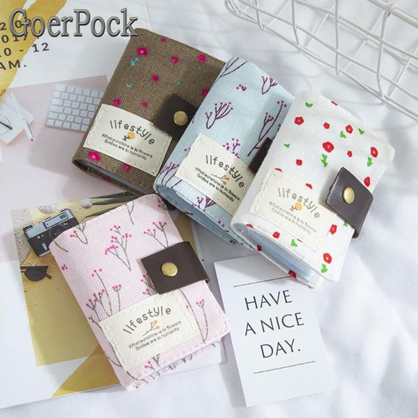 

card holders cartoon cute women 20 bits holder case book canvas bank credit id clip wallet cardholder print floral bag, Brown;gray