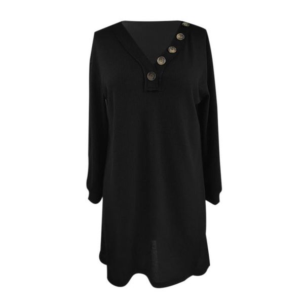 

casual dresses autumn solid black women comfortable v-neck vestidos buttoned hip knitted party dress, Black;gray