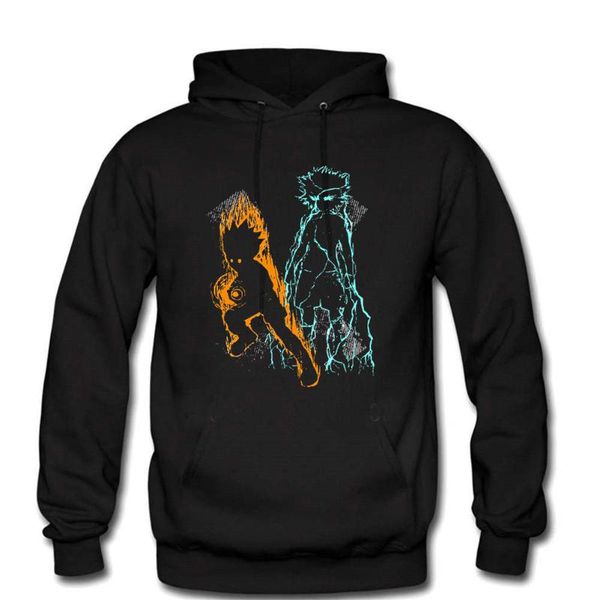 

men's hoodies & sweatshirts ready to fight x cotton fleece killua zoldyck manga japan hunters hooded sweatshirt men, Black
