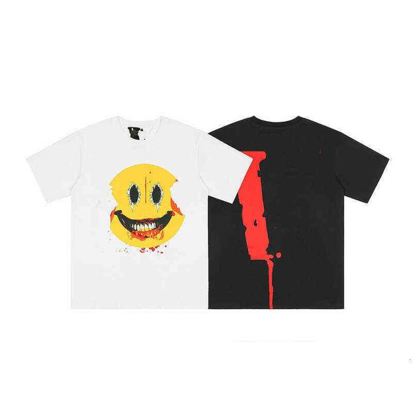 

2022 new summer mens women designers t shirts loose tees mens casual smiley v letter shirt youth street short sleeve clothes t-shirts, White;black