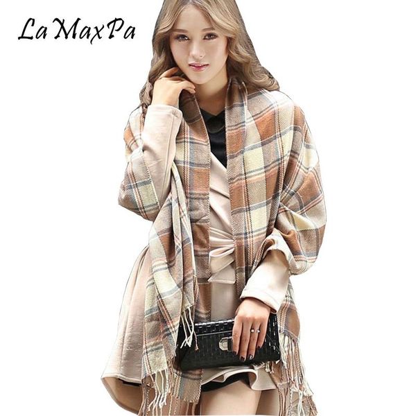

women's swimwear lamaxpa women fashion winter stole plaid scarves tippet wraps mujer elegante chal bufanda femme elegant echarpe vrouw, White;black