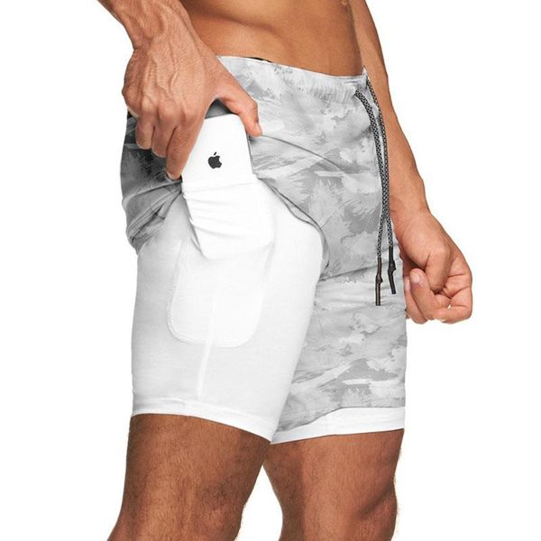 

summer running shorts men 2 in 1 sports jogging fitness training quick dry mens gyms sport gym short pant men's, White;black