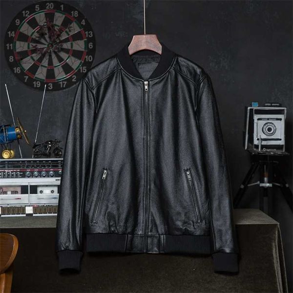 

genuine leather jacket men leather jackets 100% cowhide male coat skin clothing autumn asian size 5xl wholesale drop 211111, Black