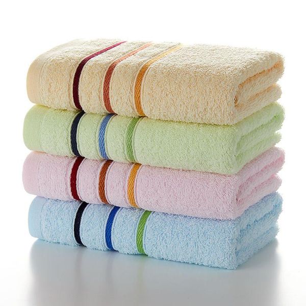 

towel 100% cotton color stripe plain face quick-dry bathroom towels for adults hair turban serviette de bain