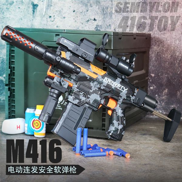 M416 Elétrica Automático Macio Bullet Toy Blaster Modelo Pistola Assalto Rifle para Crianças Adultos Meninos Presentes de Aniversário CS Fighting Go