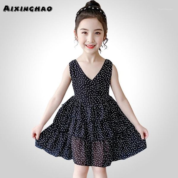 

girl's dresses girl summer dot pattern girls' casual tiered dress for kids v neck costumes girls 6 8 10 12 141, Red;yellow