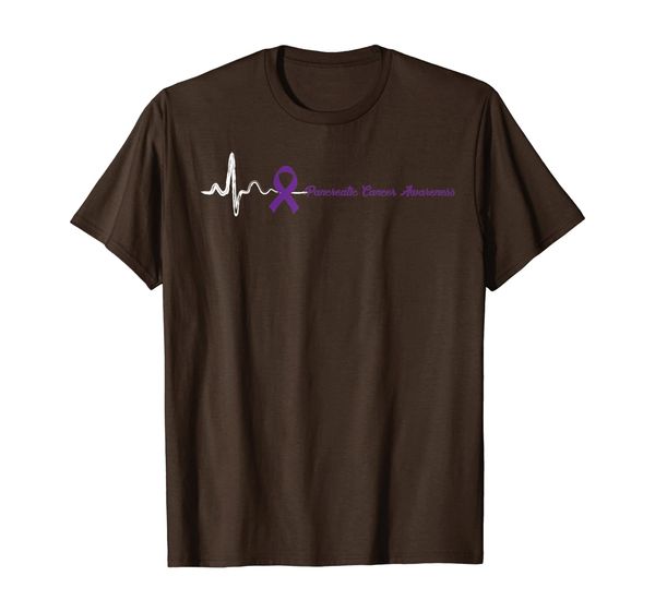 

heart beat purple ribbon pancreatic cancer awareness t-shirt, White;black