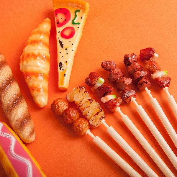 

2pcs cartoon creative bbq soft lovely gel pen pens black ink school stationery student kid office supplies 0.5mm gift ballpoint, Blue;orange