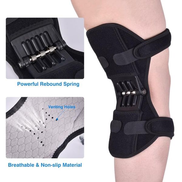 

knee joint protector support 1 piece lift care strong rebound spring force training elbow & pads, Black;gray