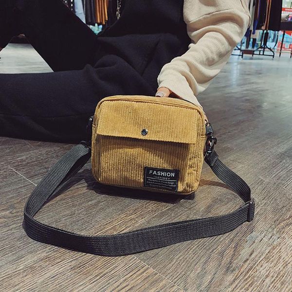 

shopping bags women canvas single shoulder messenger bag small square corduroy les sacs des femmes