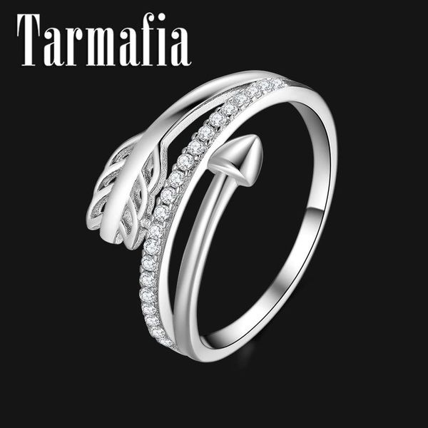 

cluster rings shiny feather arrow finger 925 sterling silver for women wdding engagement ring jewelry gifts, Golden;silver