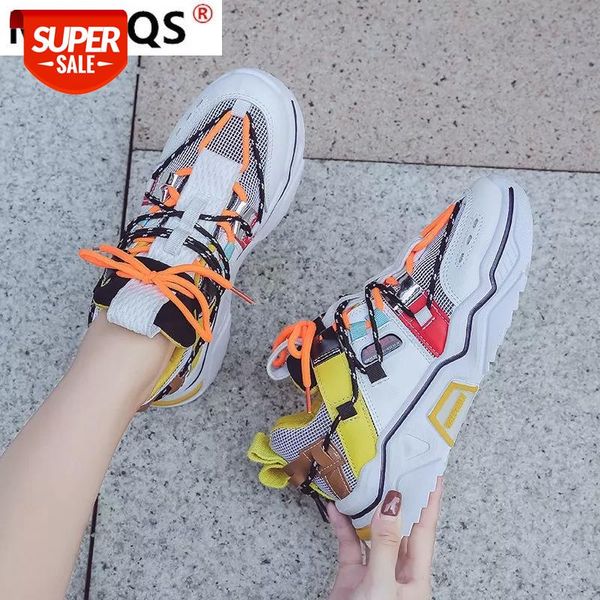 

2021 spring women platform shoes color matching breathable lace-up casual asakuchi comfortable mid heel vulcanized #t72u