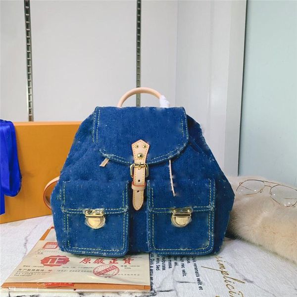 

designer luxury sac a dos pm backpack denim canvas size: 19* 30* 28 cm